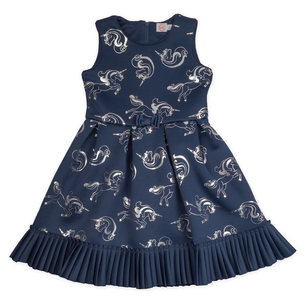 Girls Metallic Foil Unicorn Dress